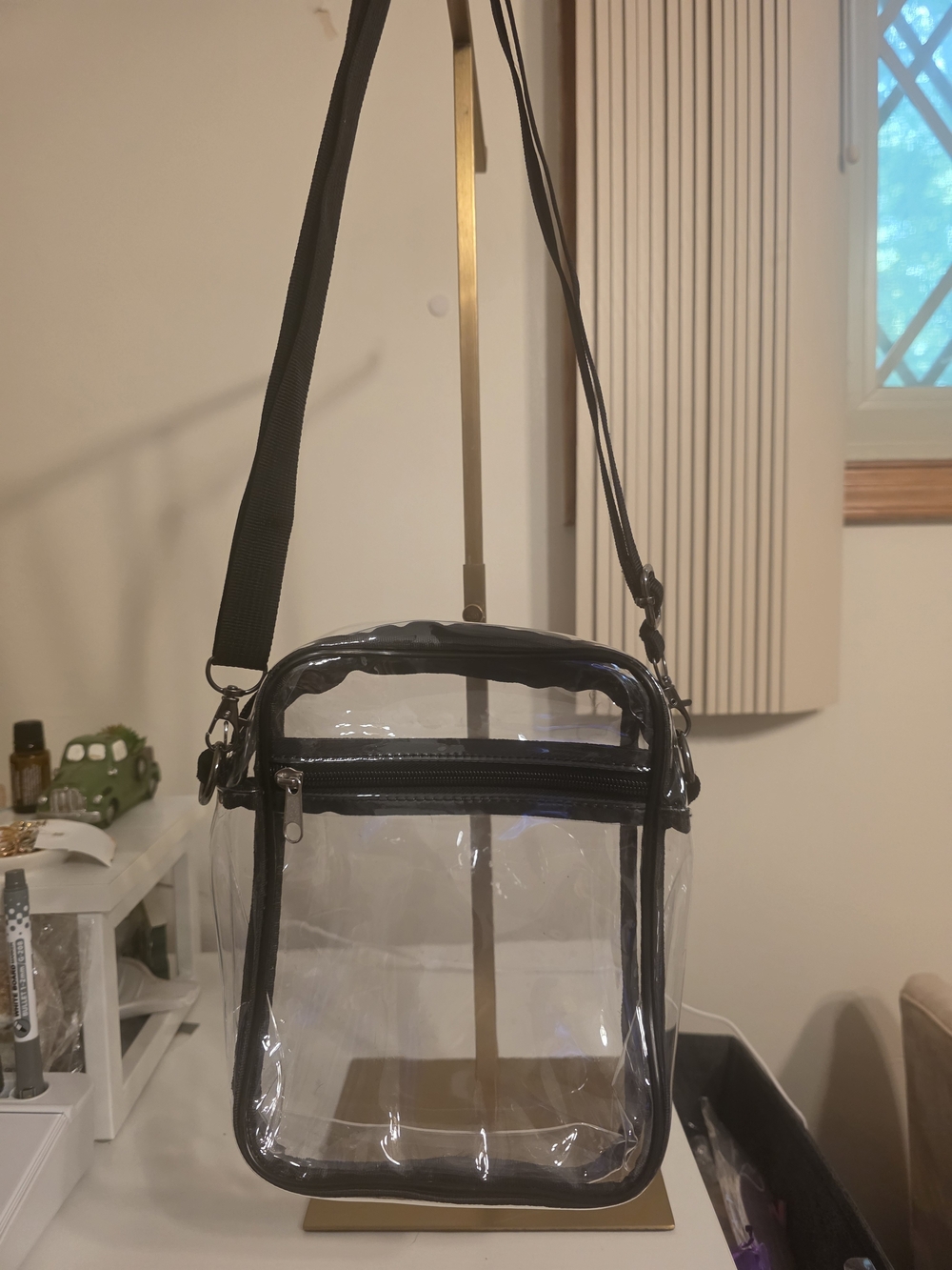 Clear Crossbody Bag with Black Trim - Transparent Women’s Shoulder Bag